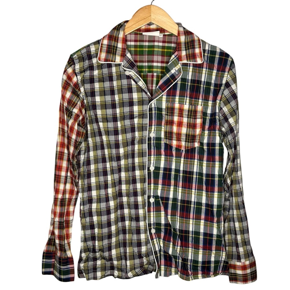 Sleepy Jones marina pajama top mixed plaid Multicolor long sleeve shirt small